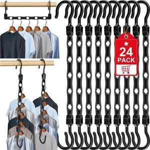 24 Pack Hangers Space Saving Magic Sturdy Storage Plastic Clothes Hanger Storage